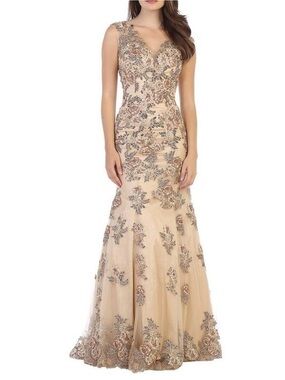 Cindy Collection USA Estelles Embellished Champagne Evening Gown - Women’s XXL